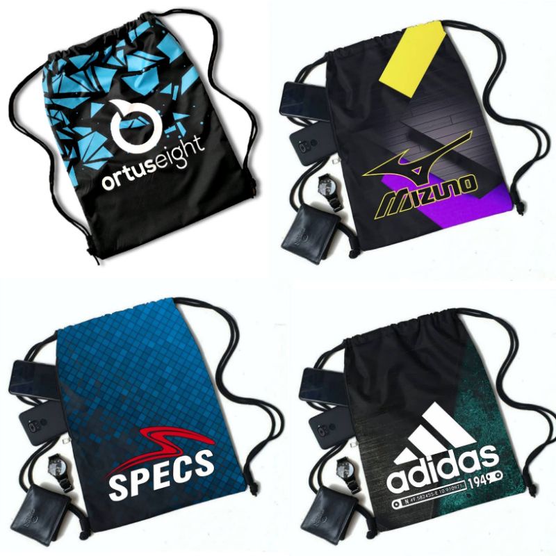 Tas Serut Olahraga Gymsack futsal Bola Volly String Bag ASICS Full Printing