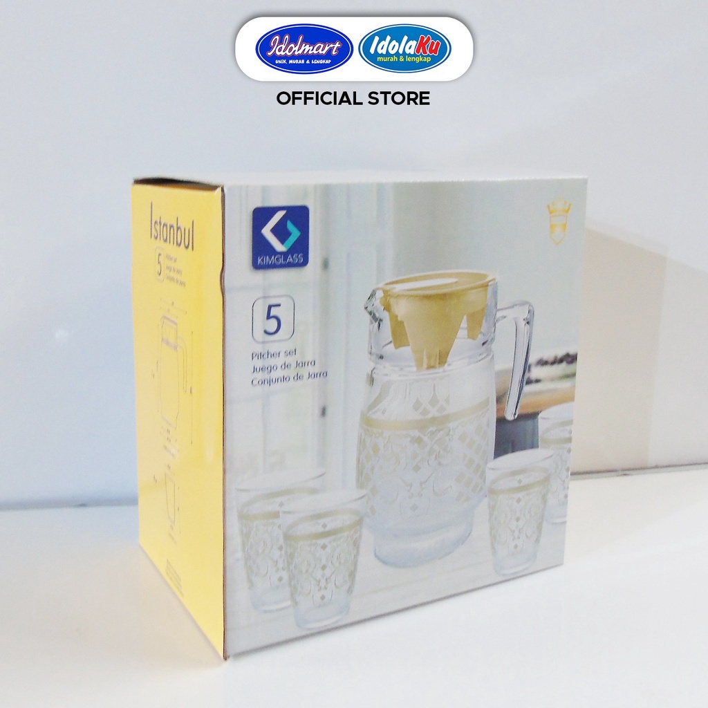 IDOLAKU Teko Set Kaca Kimglass Istanbul 1 Pitcher 4 Gelas