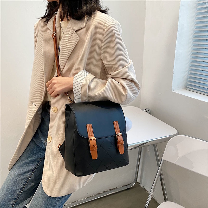 ♝Seraser Gaya Inggris Ransel Tren Fashion Tas Wanita Klasik Tas Ransel Serbaguna Warna Polos Sederhana Tas Edisi Premium Wanita