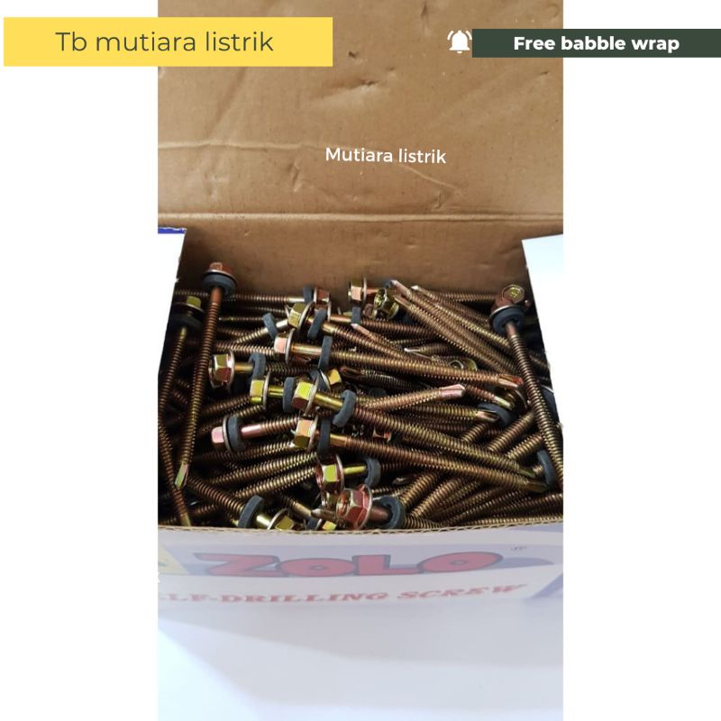 Baut Baja Ringan 12x70 7cm Skrup Sekrup Roofing 12x70 7cm Rooping Ruping Rufing