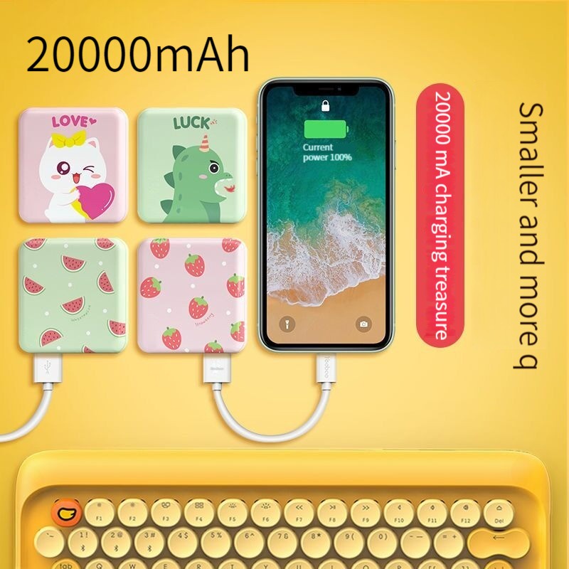 Powerbank 20000 mAh Mini Size Portabel Fast Charging Cute Mini Kartun