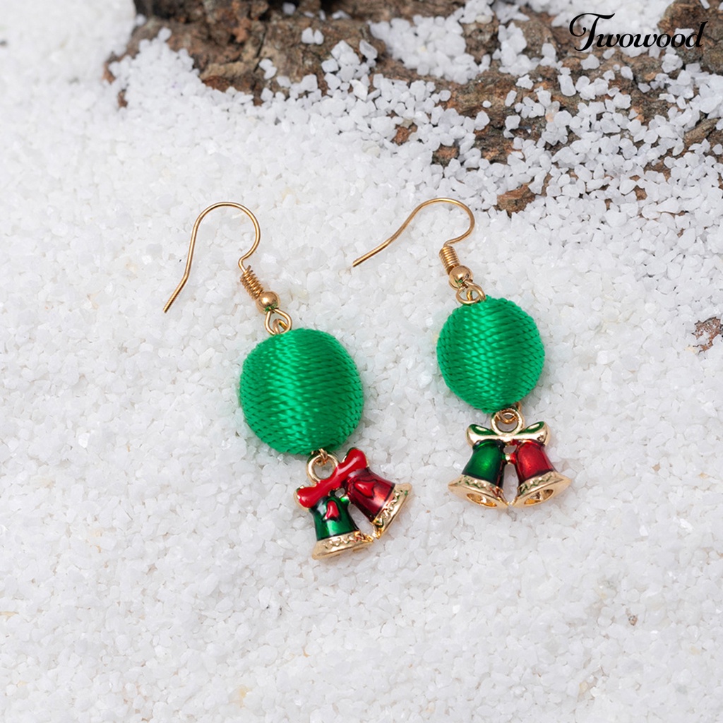 1 Pasang Anting Kait Warna-Warni Desain Snowman Tahan Lama Untuk Natal