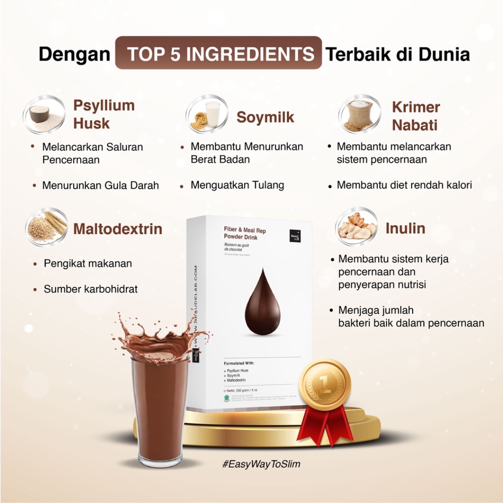 [ Agen Resmi ] Beaudelab Fiber Drink | Fiber Sayur &amp; Buah Menyerap Minyak | Fiber Rasa Cokelat Pengganti Makan Malam &amp; Pagi BPOM