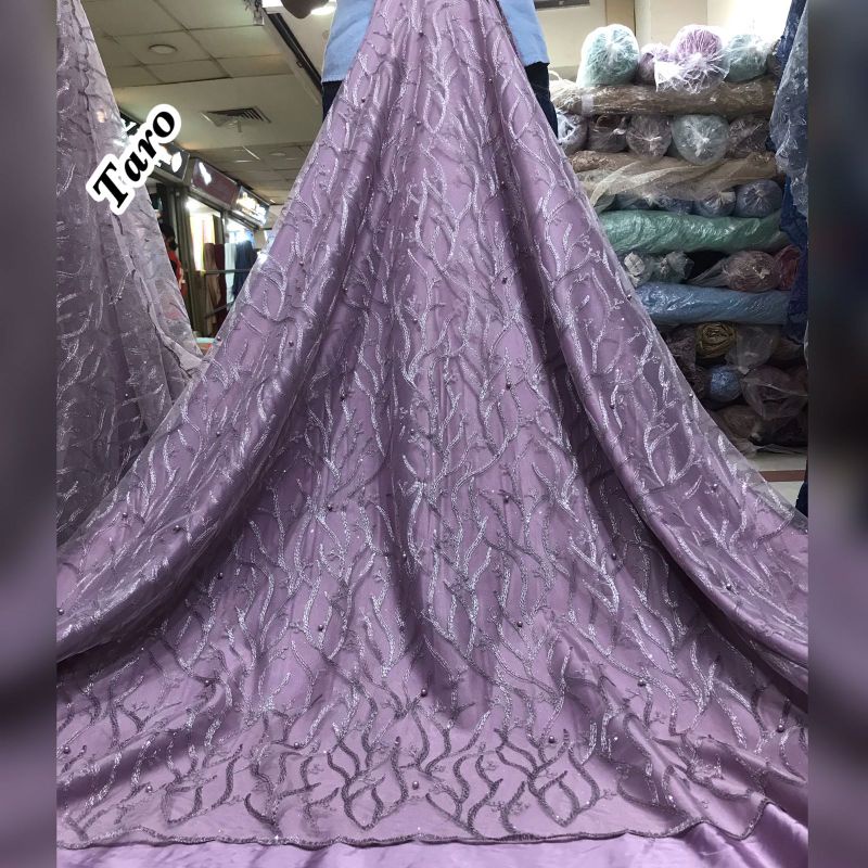 kain bahan tile akar mutiara/bahan kebaya brokat tulle(akar)