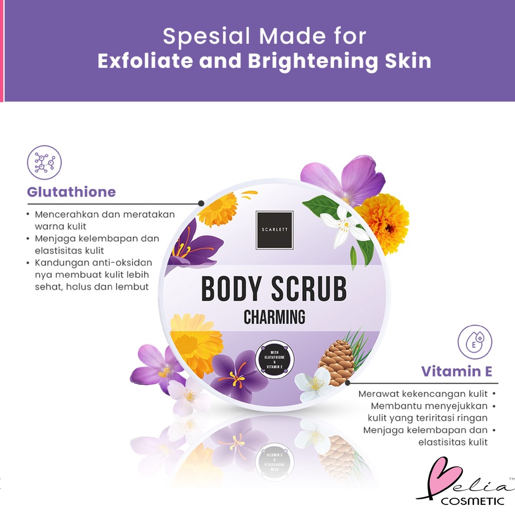 ❤ BELIA ❤ SCARLETT Whitening Body Scrub 250ml | Peeling Scrub | Perontok daki | BPOM