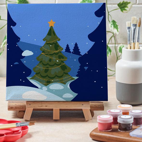 

Paint by number Pohon Natal diy painting canvas 20x20 alat lukis - Christmas Tree, 15x15