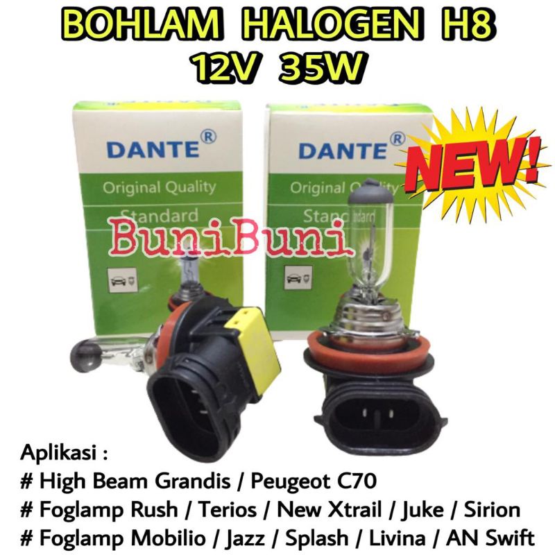 Bohlam Lampu Halogen H8 12V 35W Untuk Lampu Kabut Foglamp Brio Mobilio BRV HRV Rush