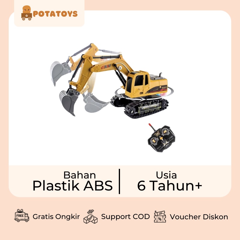 [ Potatoys ] Mainan remote control escavator / Mainan escavator / Remote control mobil beko / Truck Konstruksi Eskavator Remote Control / Mainan remote control anak / Mainan Escavator