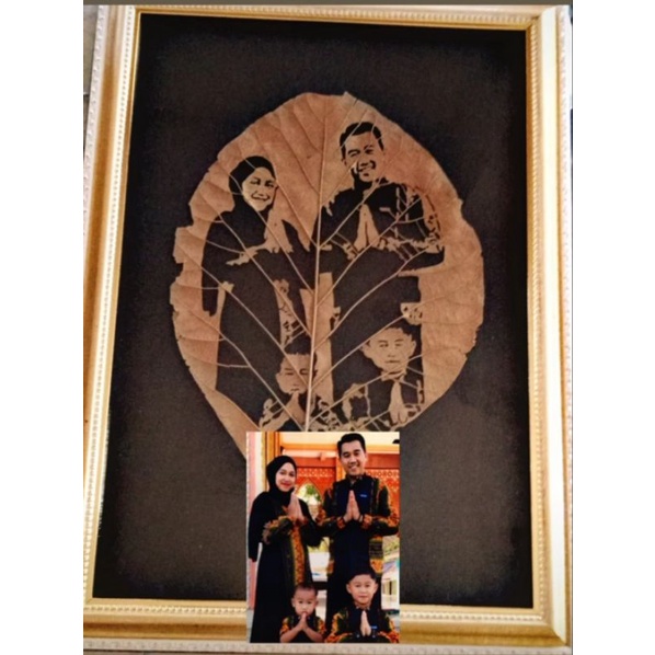 Lukisan Dinding Daun jati (lukisan daun jati, lukisan dinding, bingkai foto, hiasan dinding, lukisan