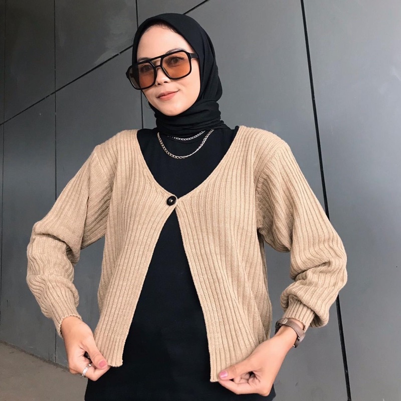 crop angela botton skirt/atasan baju wanita/crop rajut kancing