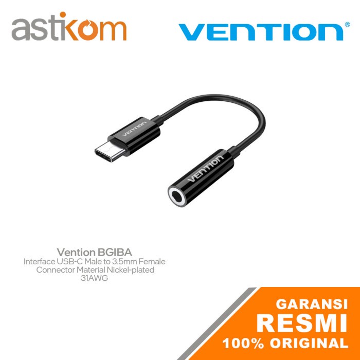 vention Adapter USB-C to Aux TRRS 3.5mm Female Black BGIBA