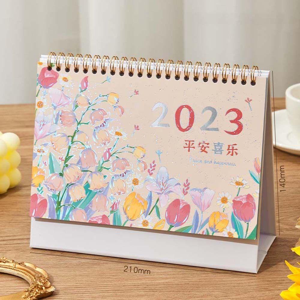 Mxbeauty 2023kalender Weekly Planner Perlengkapan Kantor Siswa Hadiah Tahun Baru Alat Tulis Bunga Kalender Desktop Stationery