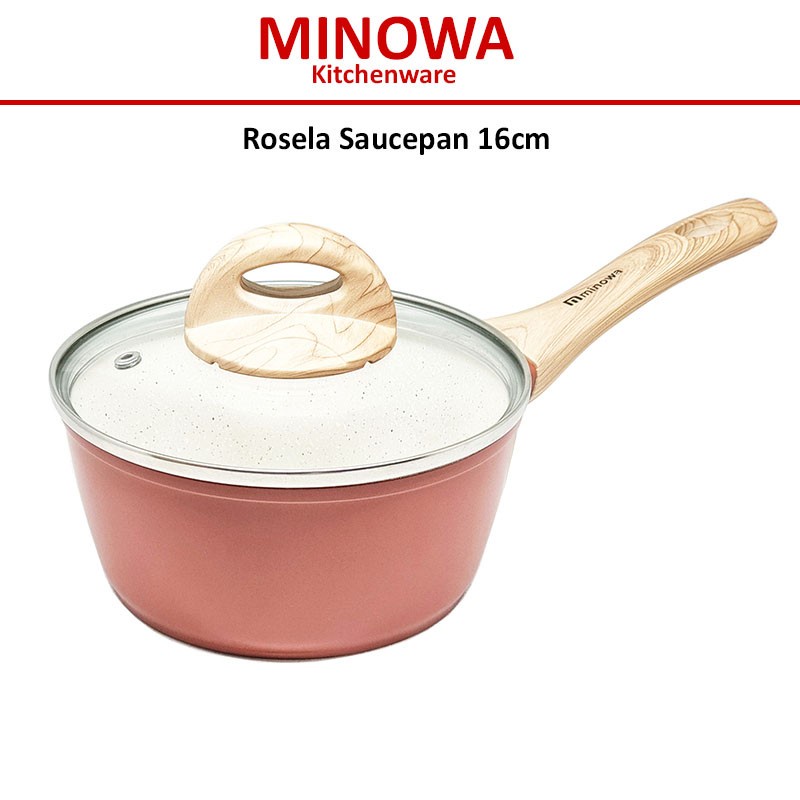 Minowa Sauce Pan Marble Anti Lengket 2 Liter 16cm | Panci Susu Keramik