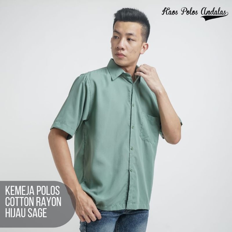 KEMEJA POLOS PRIA LENGAN PENDEK BAHAN COTTON RAYON