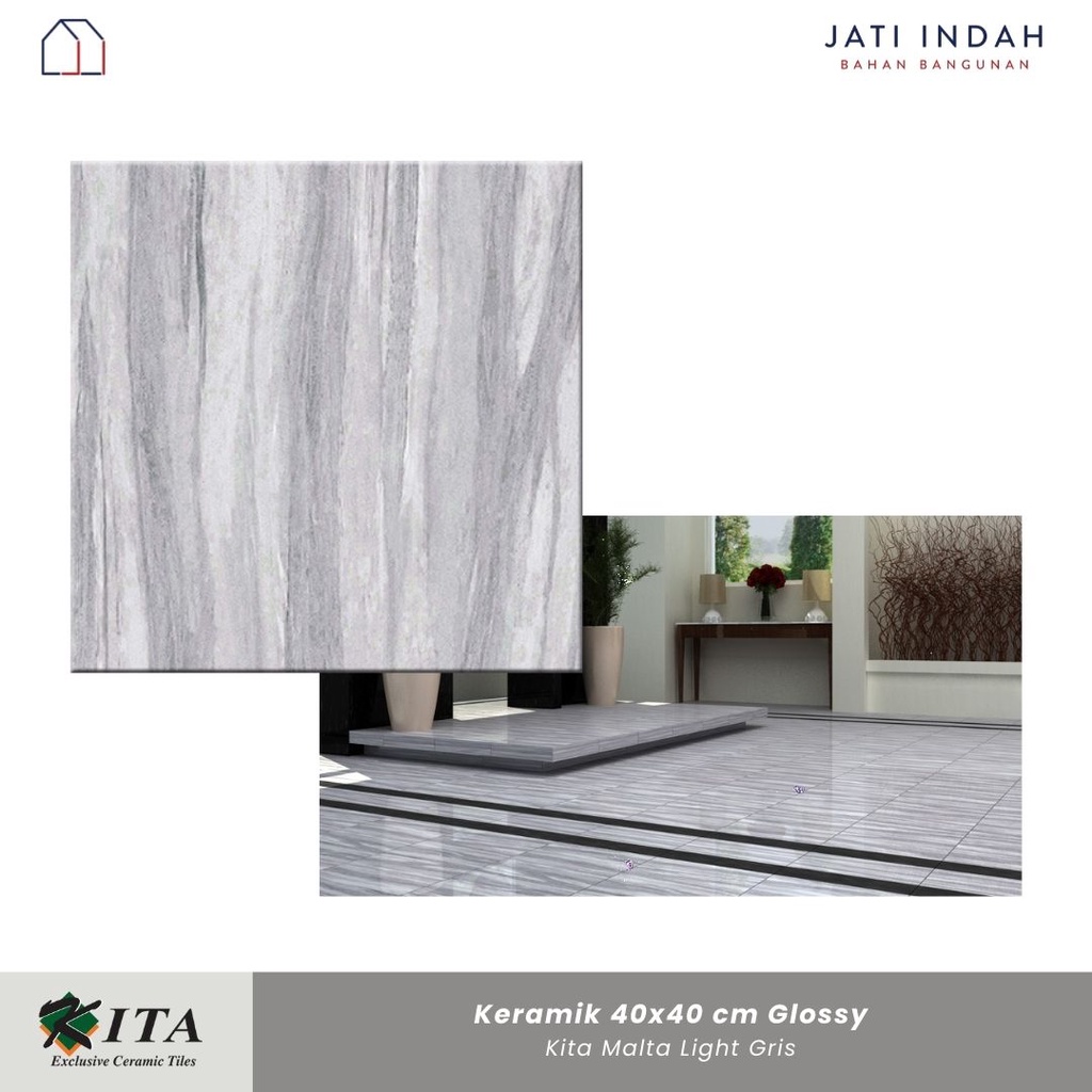 Keramik Lantai Glossy Motif Kayu Garis 40x40cm Kita Malta