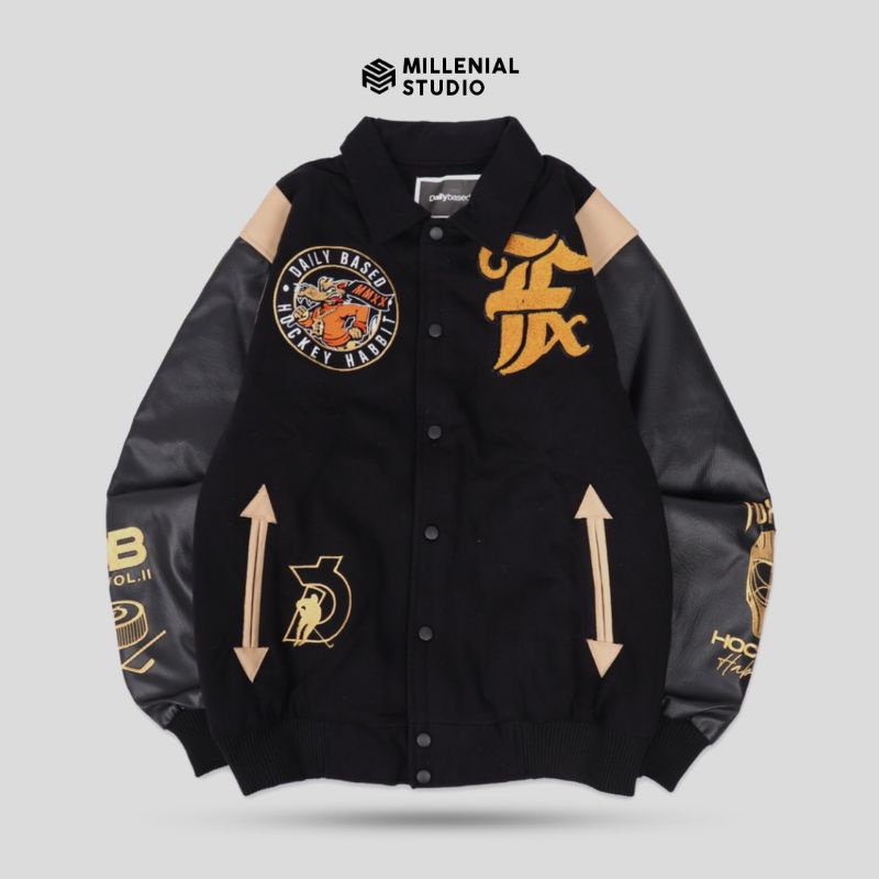 Varsity Jacket Foxes Hockey Black Dailybased | Millenial Studio