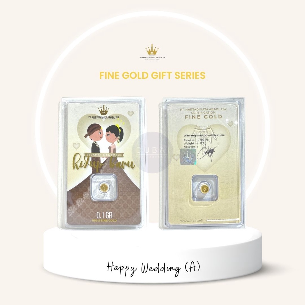 Logam Mulia LM gift series Happy Wedding berat 0.1gr | 0.25 gr | 0.5gr Hartadinata