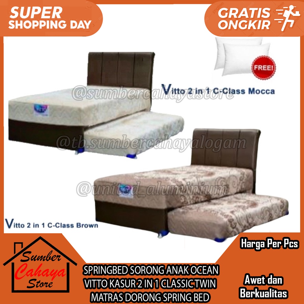 SPRINGBED SORONG ANAK OCEAN VITTO KASUR 2IN1 CLASSIC UK 120x200 TWIN MATRAS SPRING BED DORONG TWIN S