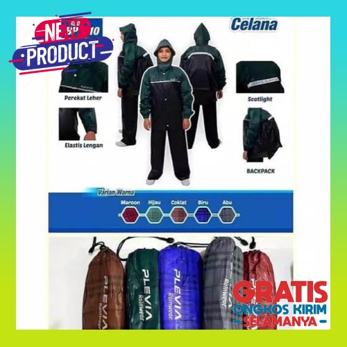 Jas Hujan Pria Wanita Jumbo Tebal Murah Mantel Setelan Dewasa Ponco Lentur Tahan Air Anti Rembes Jas