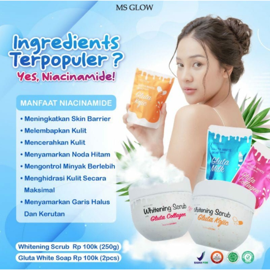 GLUTA SOAP &amp; WHITENING SCRUB MSGLOW SABUN SERUM SABUN/SCRUB PEMUTIH KULIT