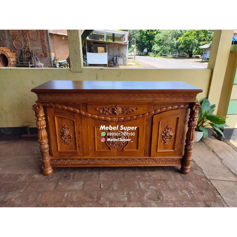 Custom Set Pesanan Bufet penyimpanan Bufet TV kayu jati