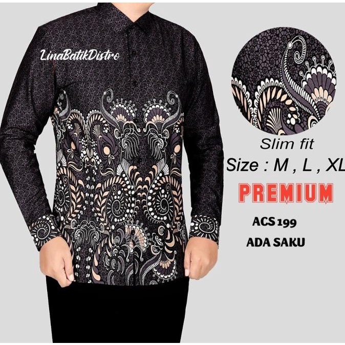 BAJU KEMEJA BATIK PRIA SLIM FIT MODERN MEWAH SLIMFIT LB104