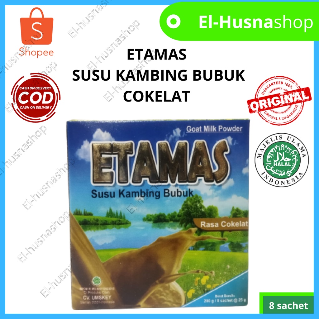 

Etamas Susu Kambing Etawa Bubuk Rasa Cokelat 200gram/8 Sachet Minuman Sehat Lezat Dan Bergizi