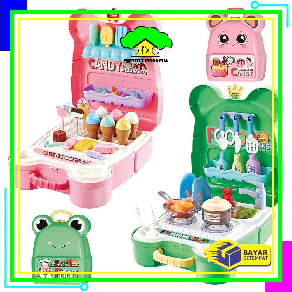 MI-M108 Mainan Kitchen Set Tas Ransel Anak Set Dapur Mainan Masak Masakan Wastafel / Ice Cream Maker