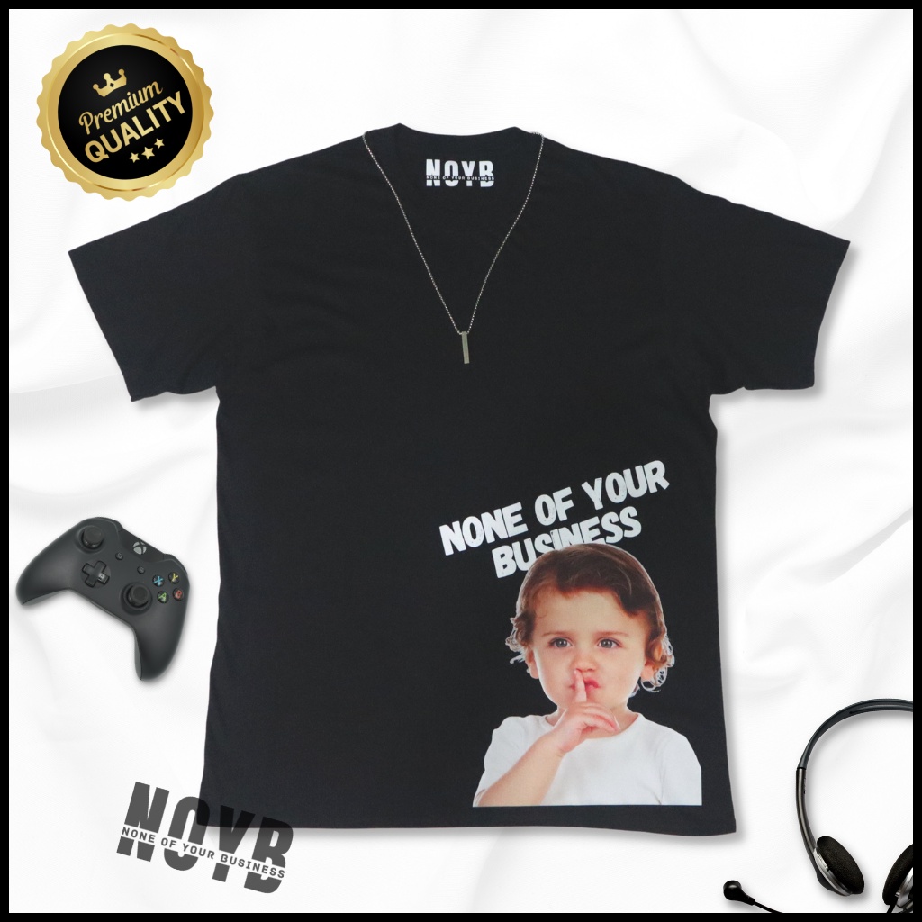 NOYB Kaos Distro Hitam Gambar Anak Kecil Unisex