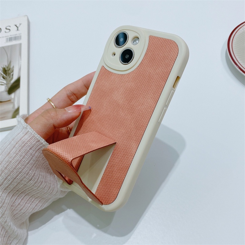 Soft Case Bahan TPU Kulit Dengan Bracket Magnetik Untuk iPhone 11 12 Pro X XS Max XR Se20 7 8 Plus