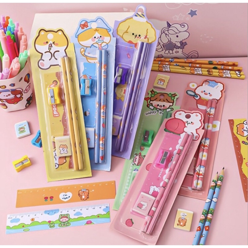 PAKET ALAT TULIS 5 IN 1 / ALAT TULIS SET 5 IN 1 / STATIONERY SET