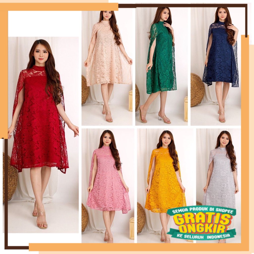 KADO NATAL 2022 Dress Pesta Wanita Gaun Kondangan MARTHIAA Party Dress Baju Brukat Seragaman Dres Br