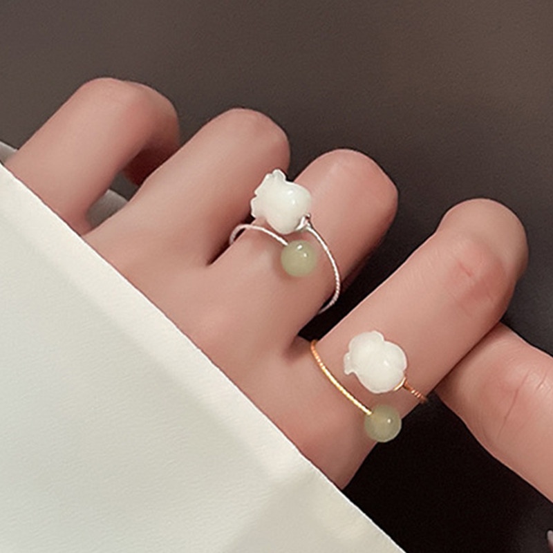 Cincin Jari Telunjuk Batu Giok Hetian Alami Untuk Wanita