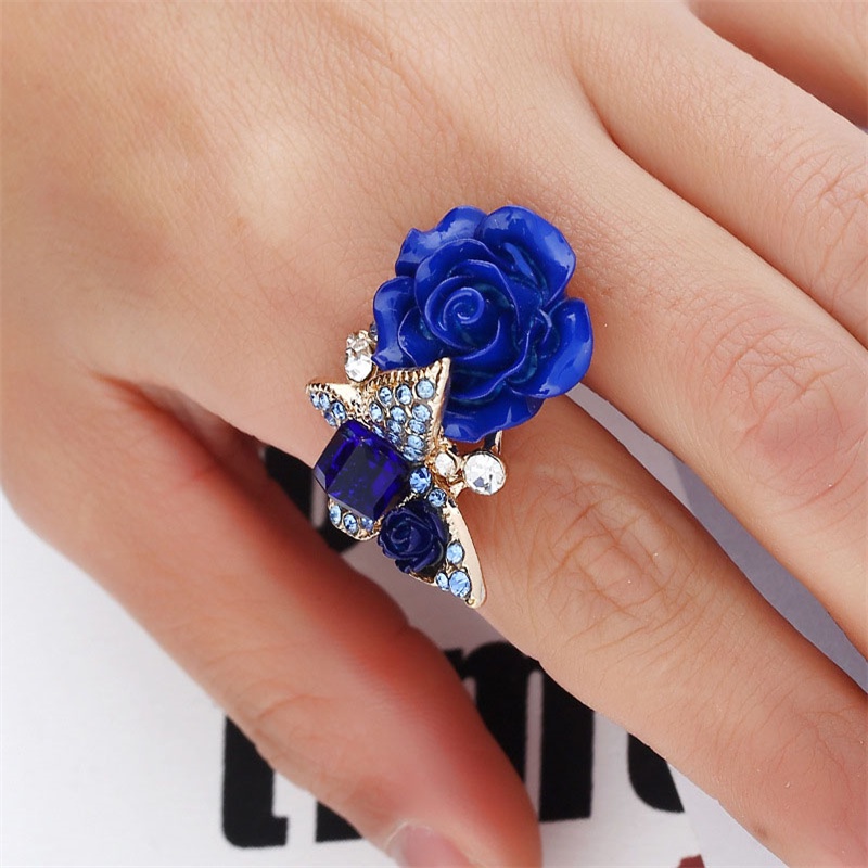 Rose Cincin Gaya Etnik Bohemian Retro Motif Kupu-Kupu Bahan Alloy Untuk Perhiasan Wanita