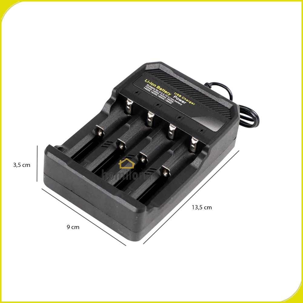 Charger Baterai USB Lithium 18650 4 Slot Taffware MS-5D84A Black