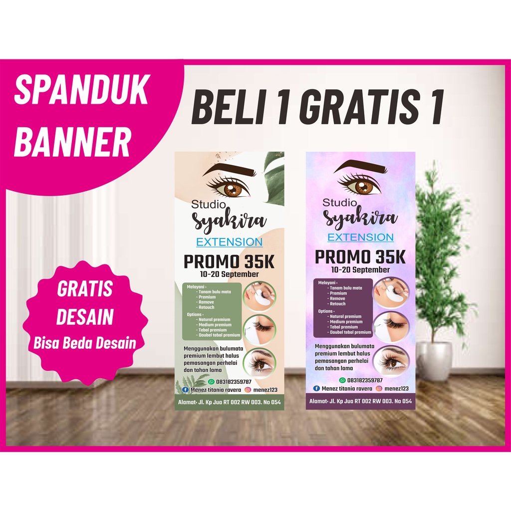 Cetak banner/spanduk, banner laundry, banner konter pulsa, Banner Toko BELI 1 DAPAT 2