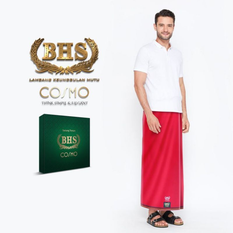 SARUNG BHS COSMO GOLD WARNA MERAH 02 POLOS ORIGINAL