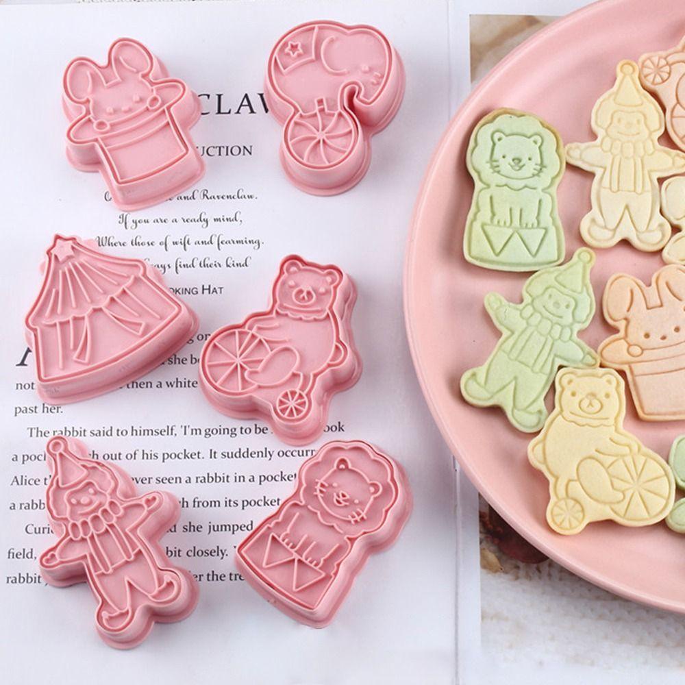 Nanas 6pcs/set Sirkus Hewan Alat Kue Pastry Dekorasi Plunger Plastik Cookie Cutter