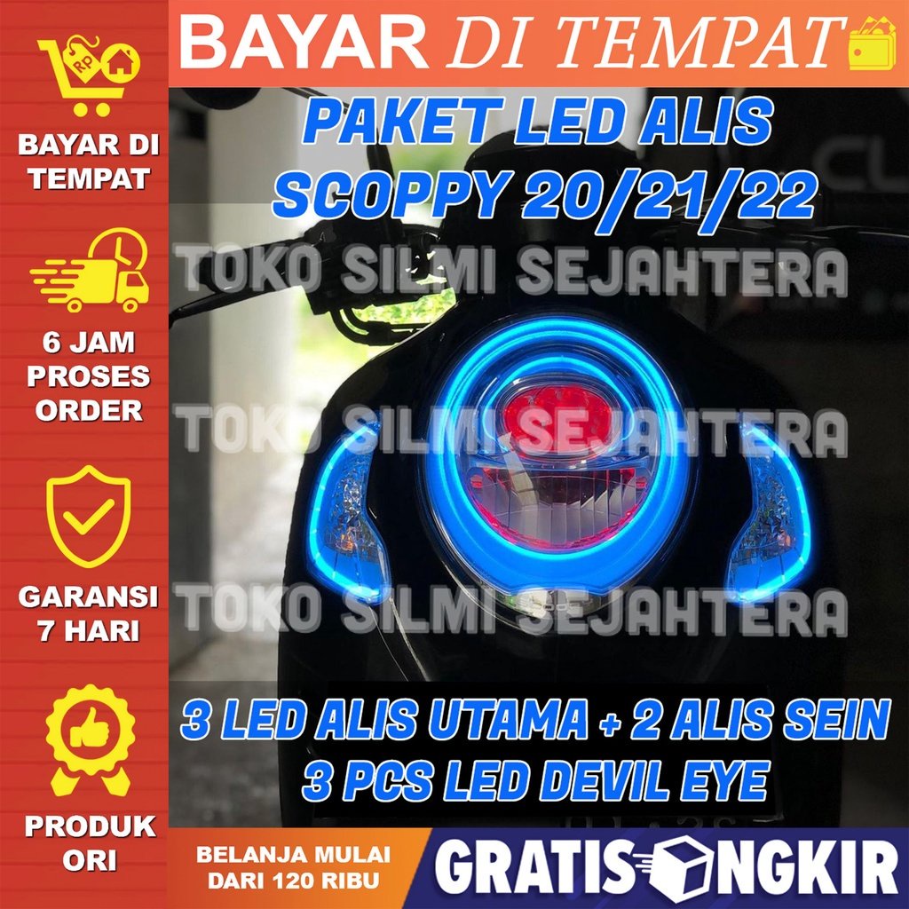 LAMPU DRL ALIS ALL NEW SCOOPY BONUS DEVIL EYE NON BINTIK LAMPU LED ALIS GRADE A NON BINTIK LAMPU ALI