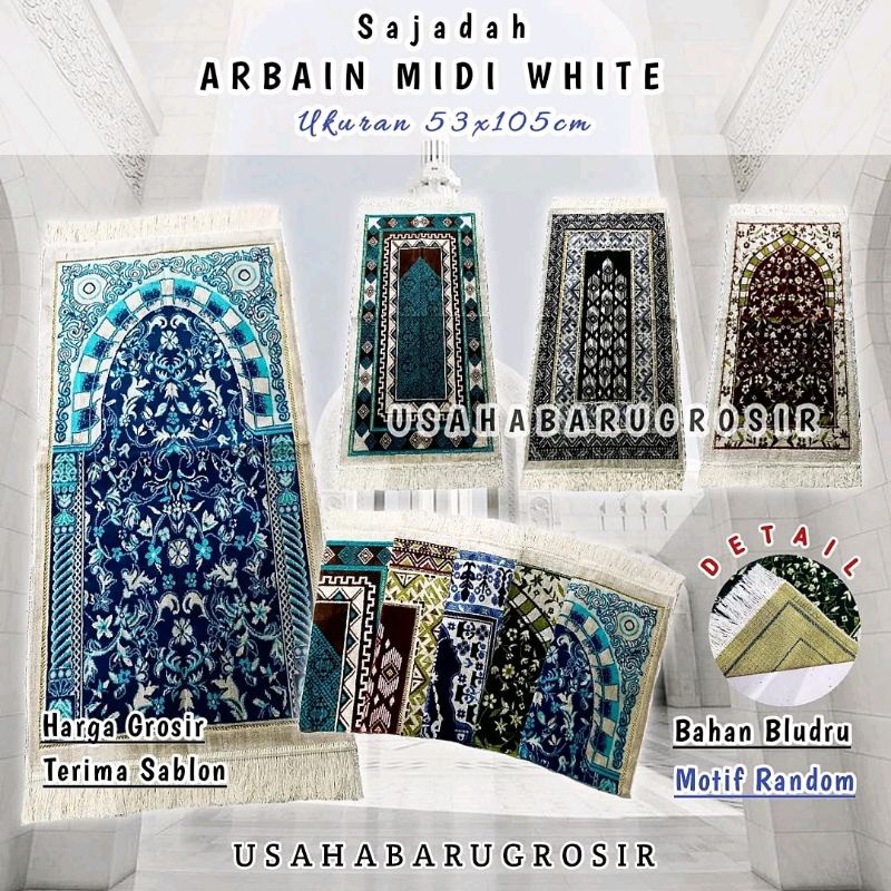 Sajadah Carpet Arbain Bludru Midi Grosir Isi 10 Potong Ukuran 53x105cm Bulu Turki untuk Oleh-Oleh Ha