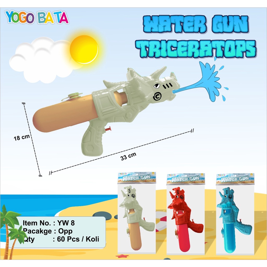 YW 8 MAINAN TEMBAK AIR MODEL BARU BENTUK BADAK YOGO BATA / MAINAN WATER GUN TRICERATOPS