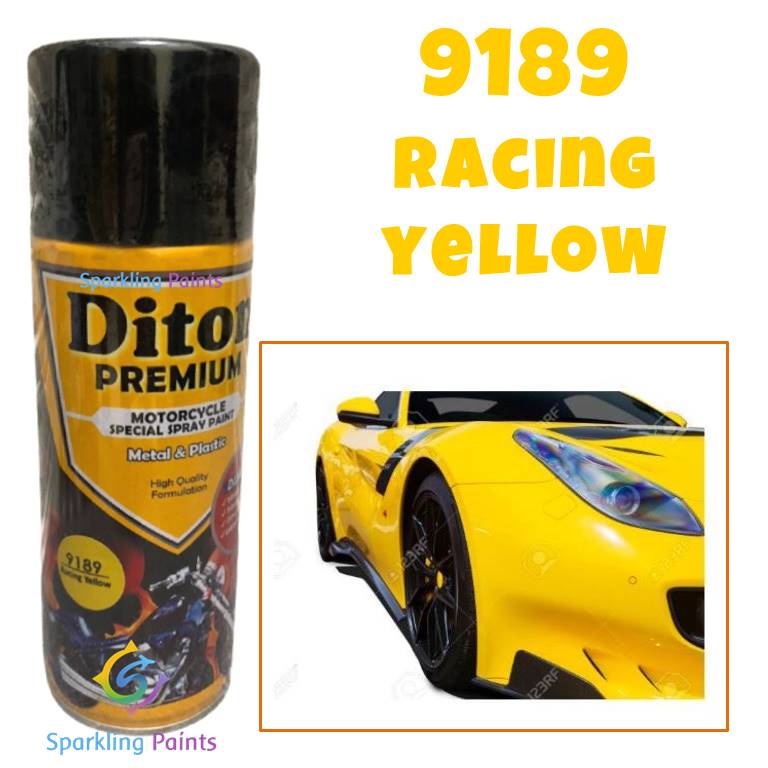 Pilox Diton Premium Racing Yellow 9189 400ml Warna Kuning Gelap Metalik Metallic Balap BumbleBee