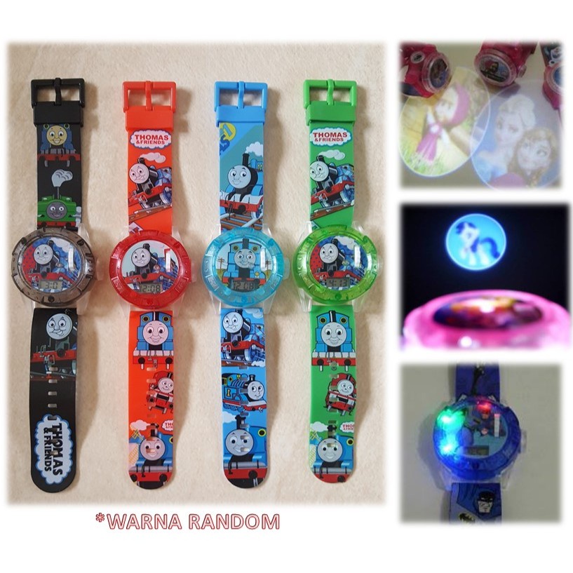 JAM TANGAN ANAK KARAKTER PROYEKTOR LASER LAMPU SUARA THOMAS