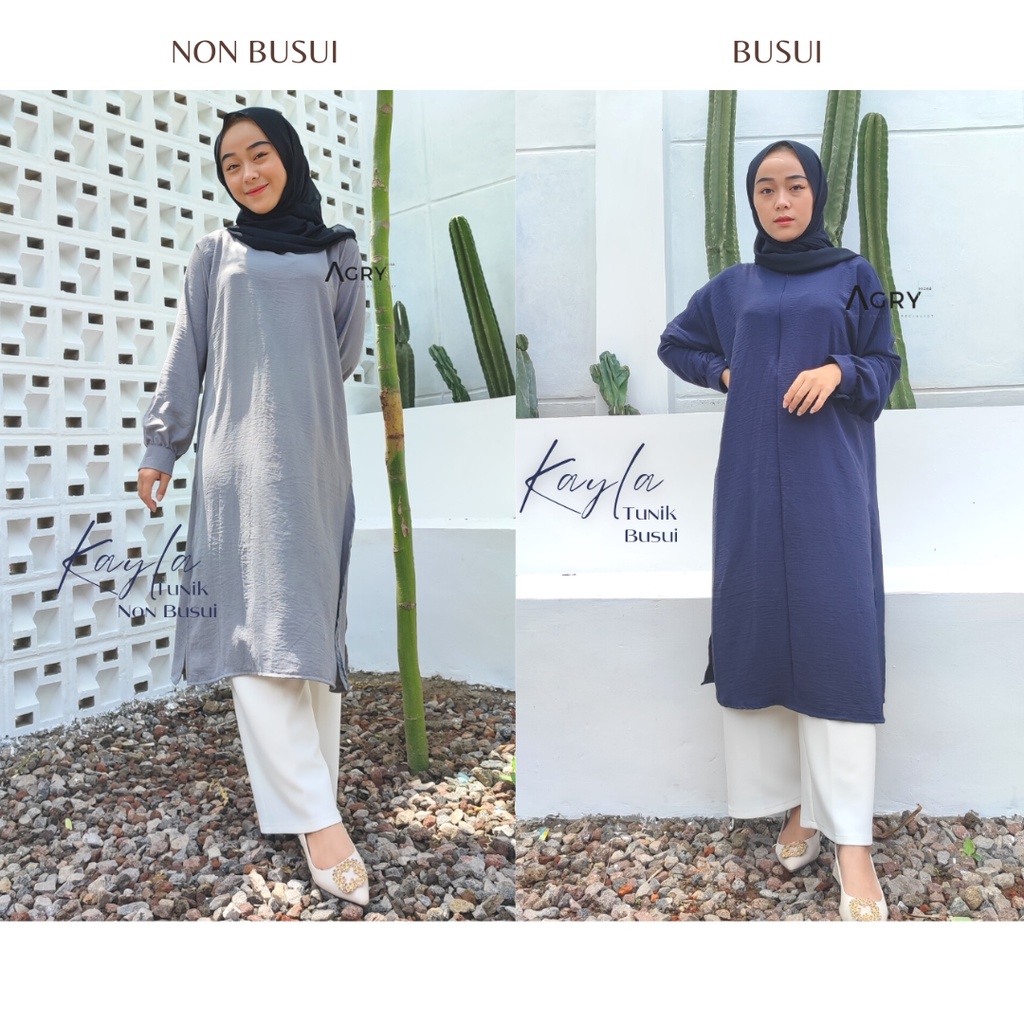 ᴀɢʀʏ Kayla Tunik | Long Tunik Crinkle Airflow