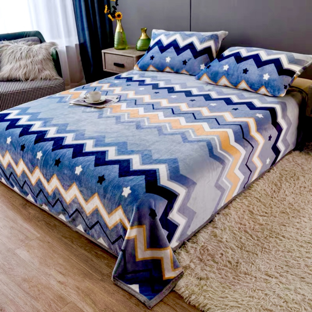 Selimut Bulu Dewasa Uk 140x200 Motif Star Zig Zag