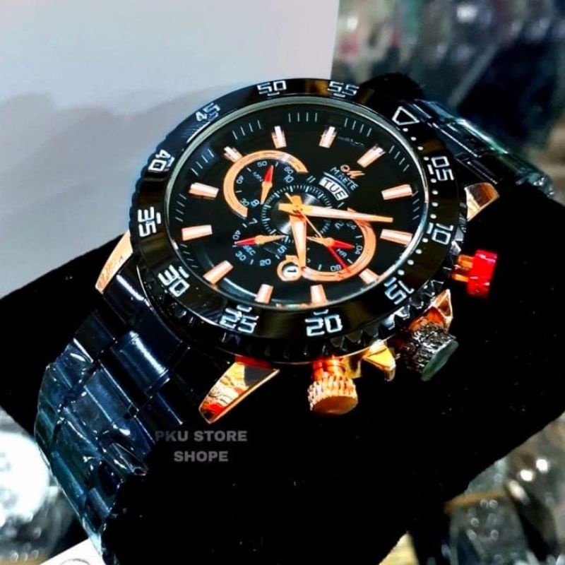 Jam Tangan Pria Mirete Blue Rosgold Tanggal Dan Hari Aktif | Jam Tangan Kasual Pria Import Realpick Quart Analog Mewah Elegan | Jam Tangan Cowok Anti Air Realpic Strap Rantai Stainles Steel Jam Tangan Cowok Water Resistant Jam Tangan Cowok Mirete Original