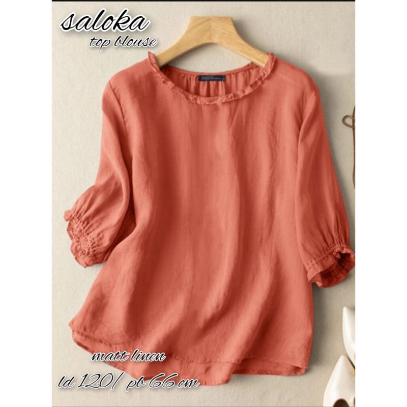 blouse tops wanita - saloka blouse linen