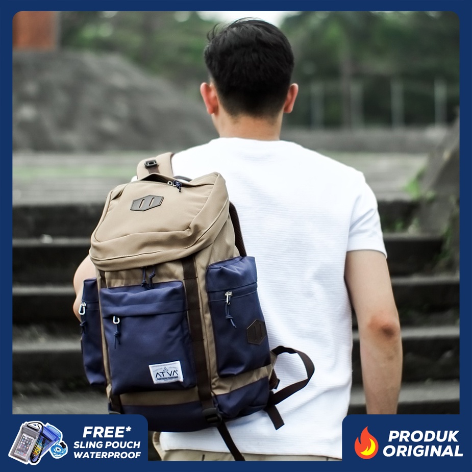 MAESTRO NAVY KHAKI ORIGINAL x ATVA Tas Ransel Casual Biru Dongker Pria Daily Backpack Kuliah Kampus Kerja Kantor Sekolah SMA SMK Remaja Dewasa Tas Punggung Laptop Ukuran Besar 14 Inch Bagpack Distro Jalan Traveling Premium Outdoor Travel Bag Keren Terbaru