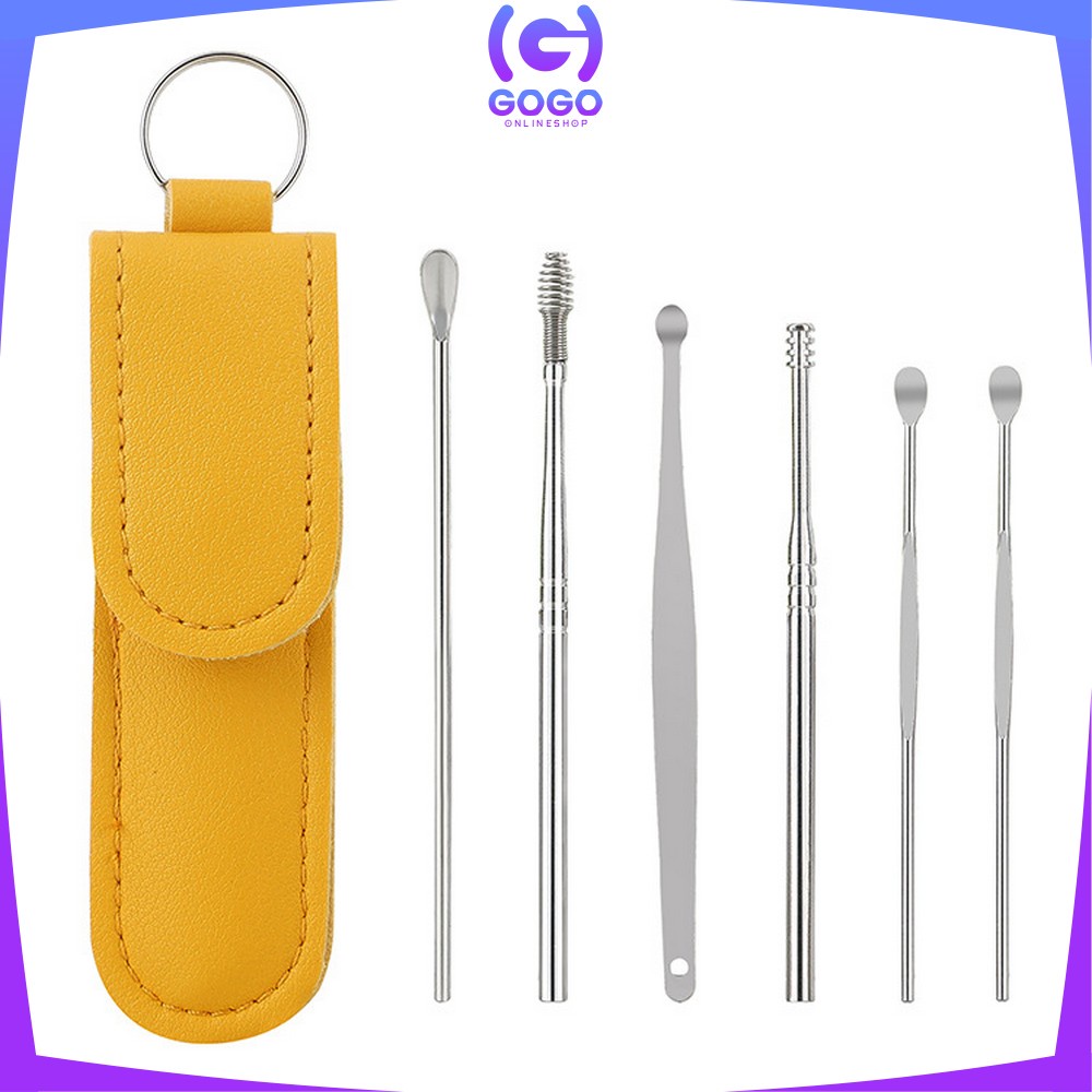 GOGO-C571-C572 Alat Pembersih Telinga Korek Kuping Ear Wax 6 In 1 / Set Paket Pembersih Kotoran Telinga Stainless Steel