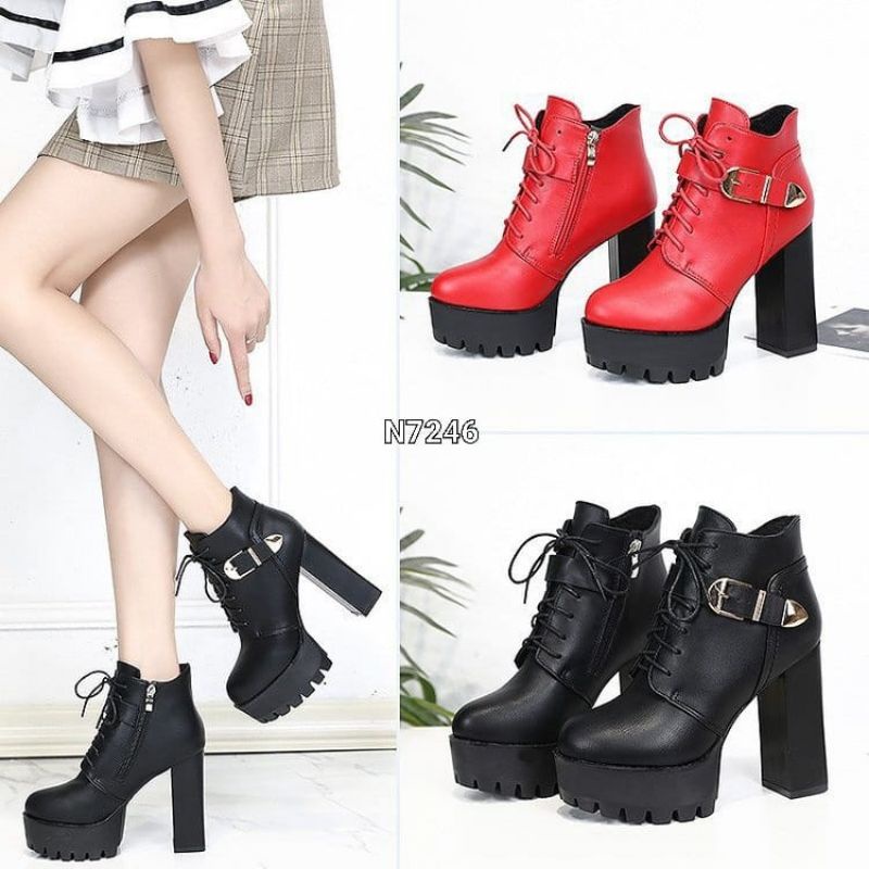 Ada warna putih ya guys..Boots High Block Canveda Korea shoes N7246